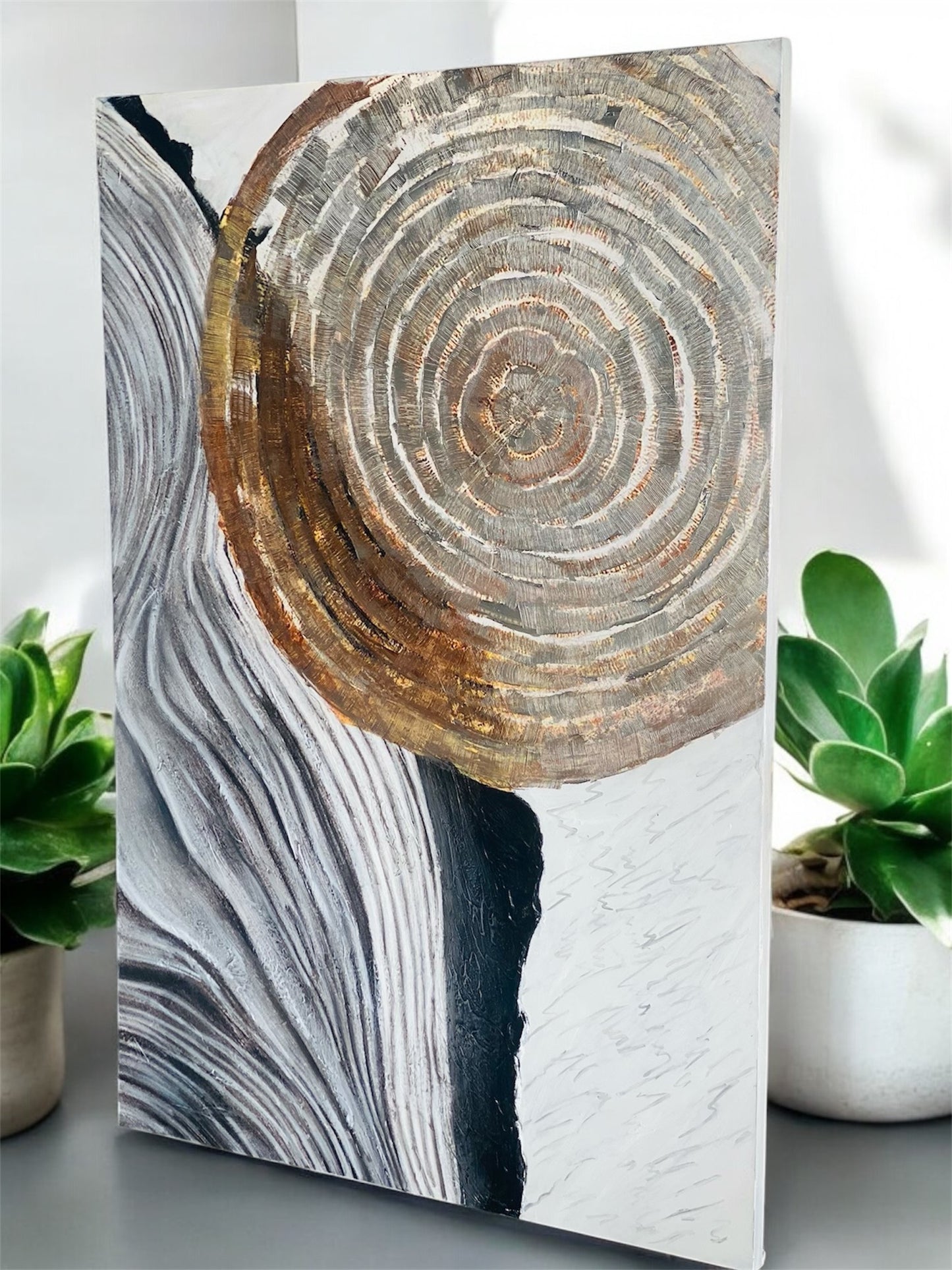 Large Vibrant Golden Abstract Art 48" X 60" (Silver)