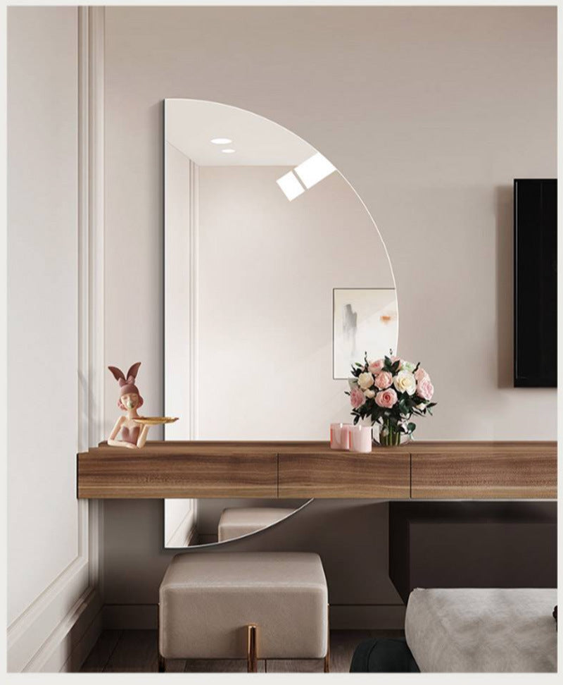 Frameless LED Half Moon Vanity Mirror, 3 Color Dimmable Bathroom Mirror, Anti-Fog Backlit Wall Mirror