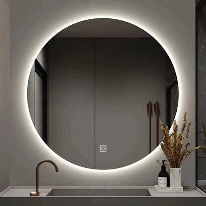 Frameless ROUND LED Vanity Mirror, 3 Color Dimmable Bathroom Mirror, Anti-Fog Backlit Wall Mirror