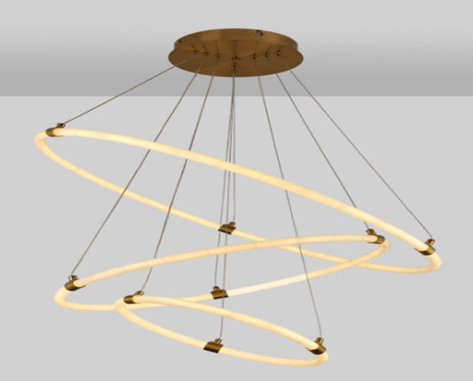 Gold Silicone Tube three-Ring Chandelier