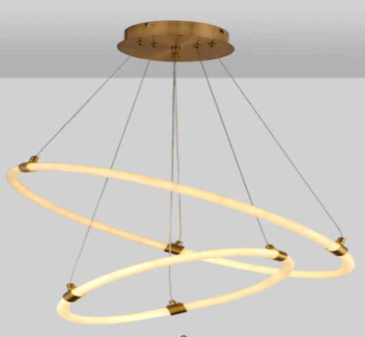 Gold Silicone Tube Two-Ring Chandelier