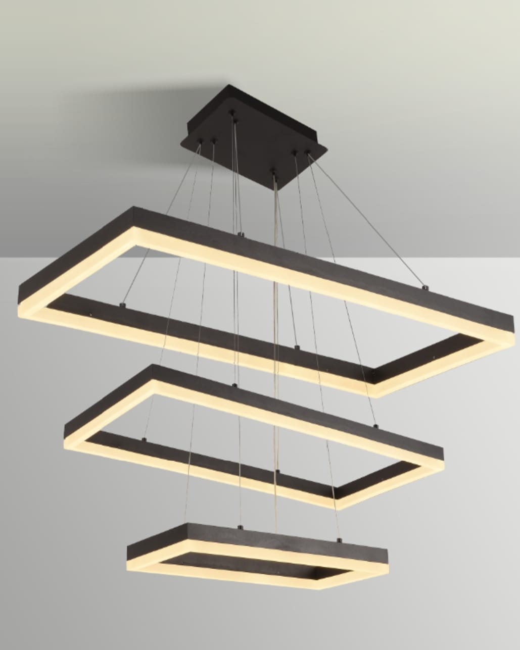 3-Ring Rectangular LED Chandelier