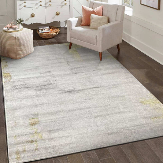 Modern Light Luxury Large Area Rug Grey/Gold 90"x62"