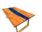 Large Epoxy Resin Dining Table Blue Line